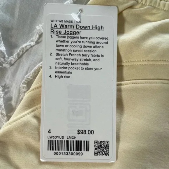 NWT Lululemon LA High Rise Warm Down Jogger - Picture 3 of 3